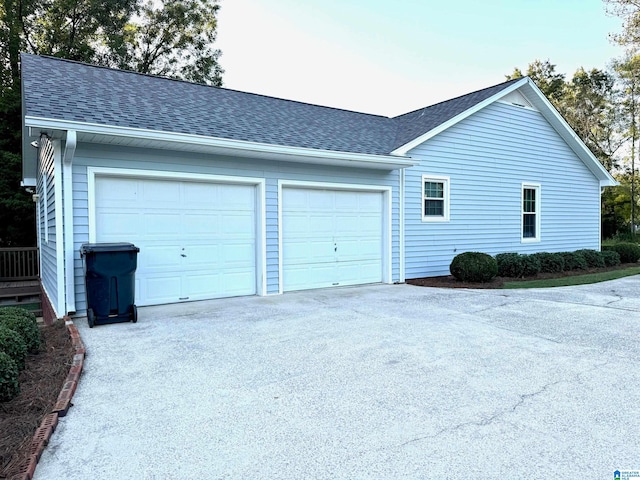 exterior space with a garage