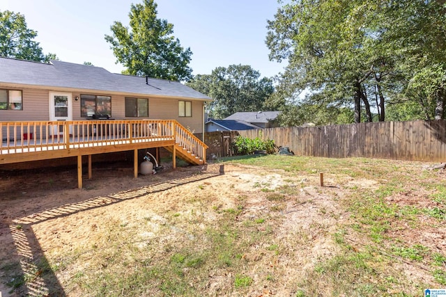 view of yard featuring a deck