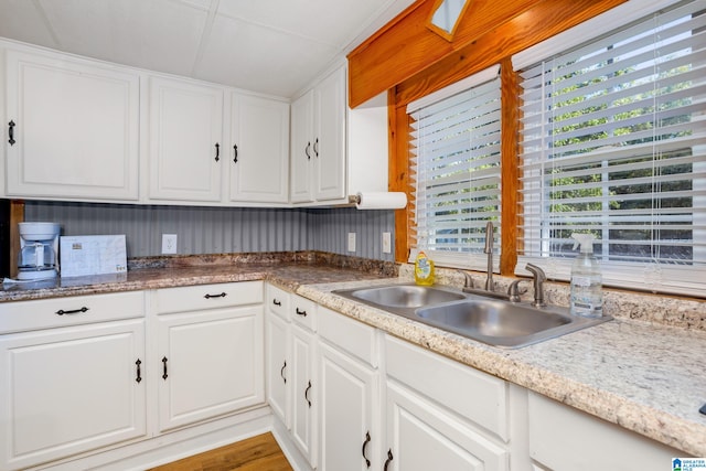 kitchen featuring white cabinetry, sink, and a healthy amount of sunlight