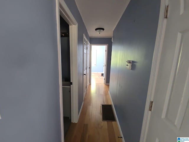hall featuring light wood-type flooring