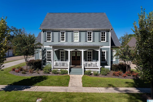 colonial home with covered porch