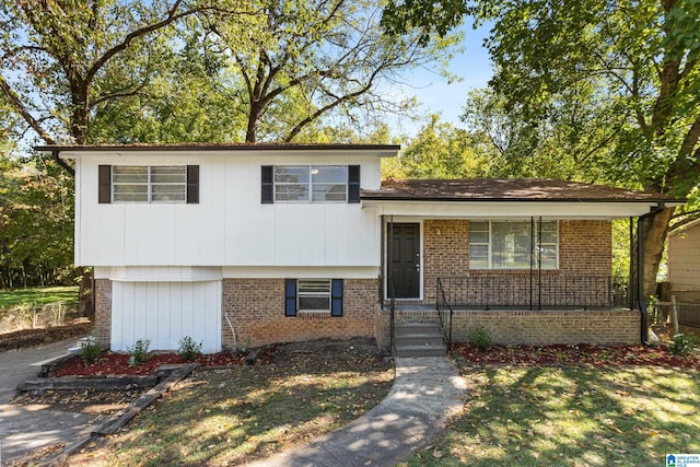 view of split level home