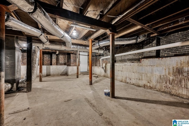view of unfinished basement