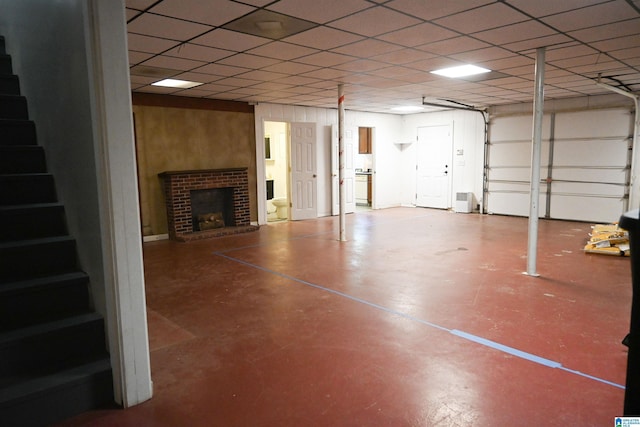 garage with wooden walls