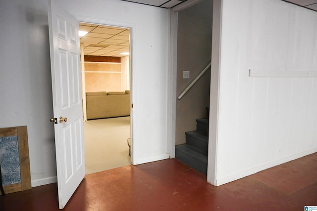 interior space with baseboards and finished concrete floors