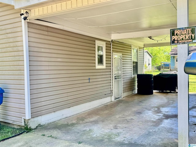 view of patio with a carport