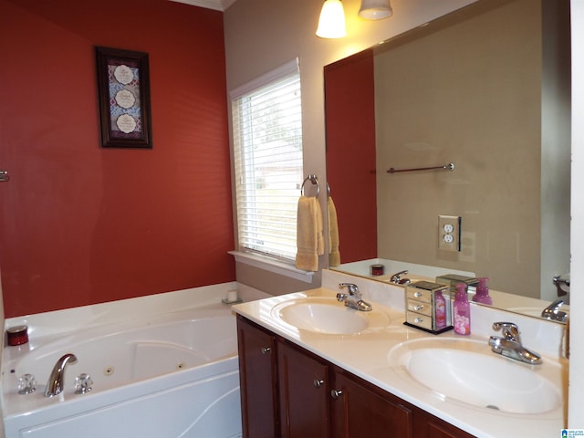 bathroom featuring vanity and a bathtub