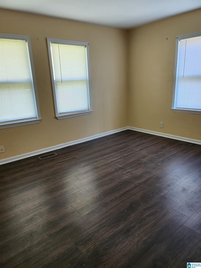 spare room featuring dark wood-type flooring