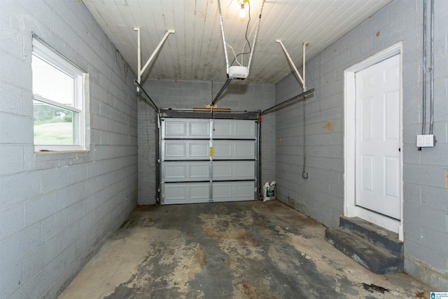 garage with a garage door opener