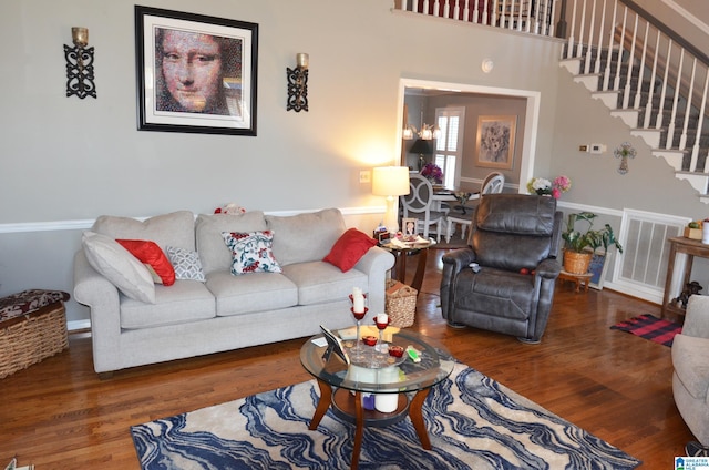 living room with hardwood / wood-style floors