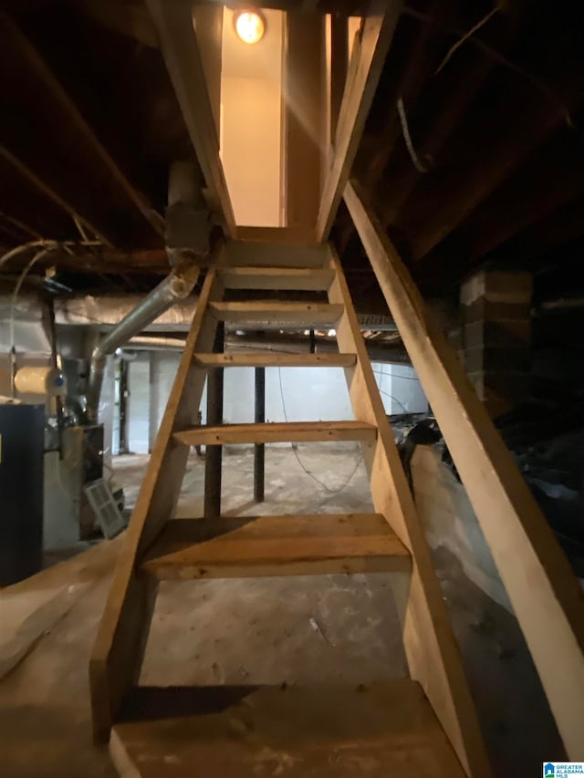 view of unfinished attic