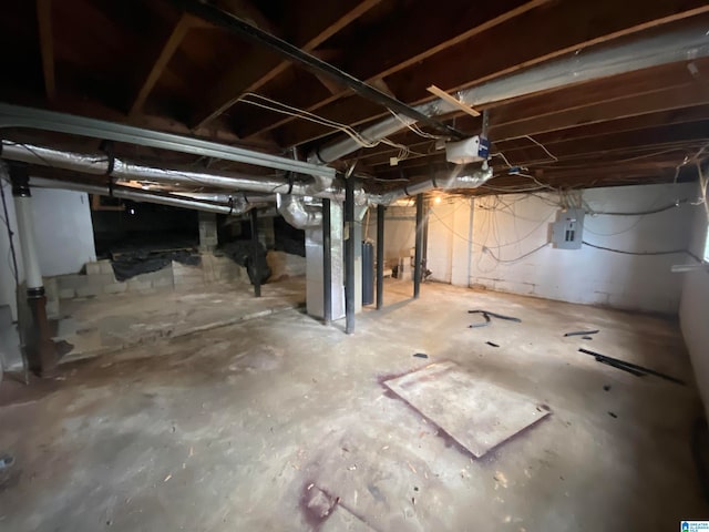 basement with electric panel