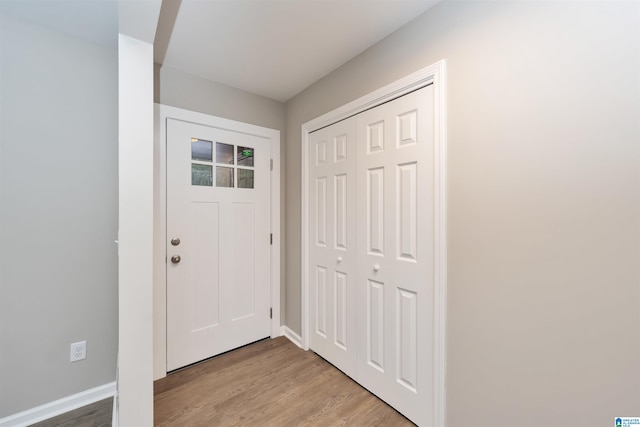 doorway to outside featuring light hardwood / wood-style floors