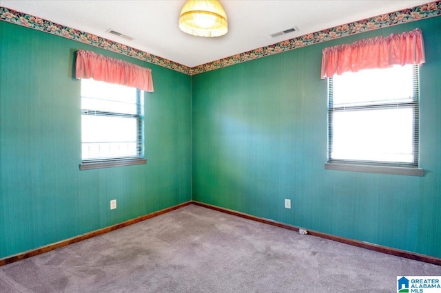 carpeted empty room featuring plenty of natural light