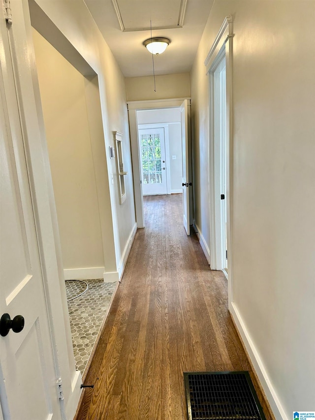 hall featuring dark hardwood / wood-style flooring