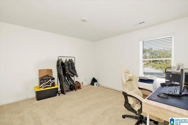 view of carpeted office space