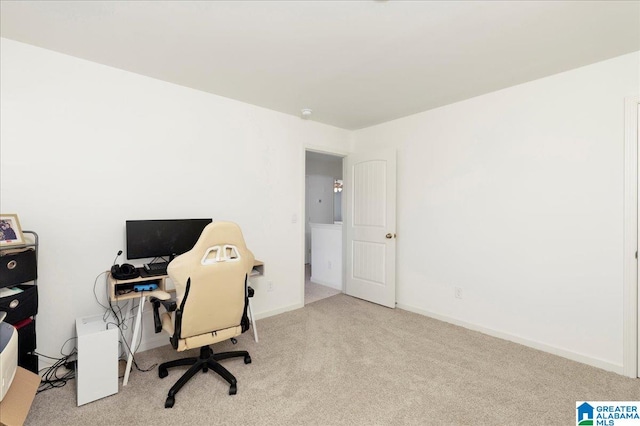 office space with light colored carpet