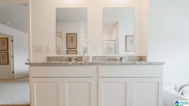 bathroom featuring vanity and a bathing tub