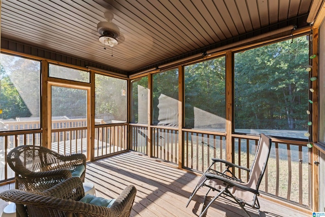 sunroom / solarium featuring wood ceiling