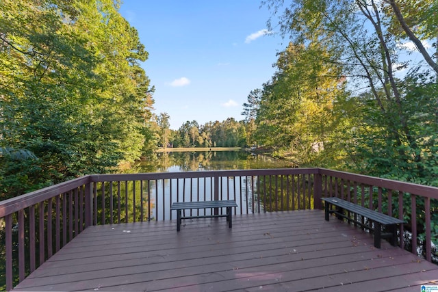 deck with a water view