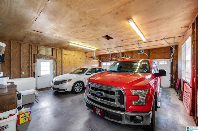 garage with a garage door opener