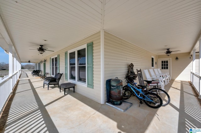 view of patio / terrace featuring ceiling fan