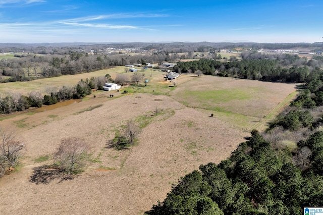 birds eye view of property with a rural view