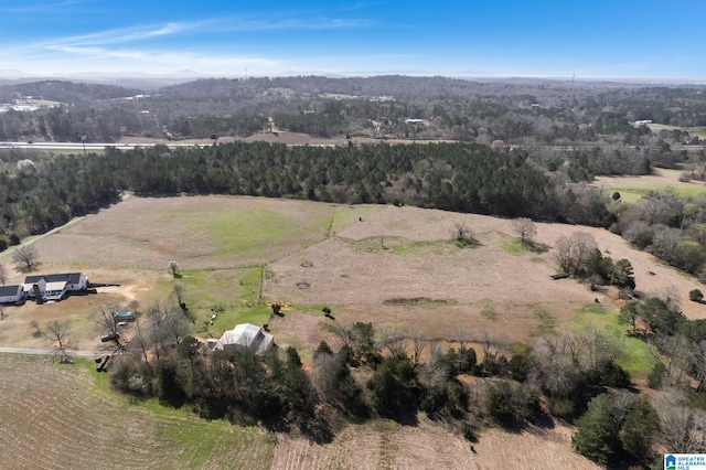 birds eye view of property featuring a rural view