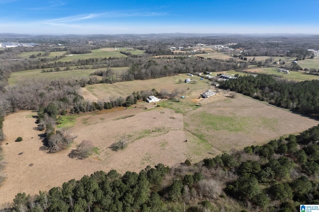 birds eye view of property featuring a rural view