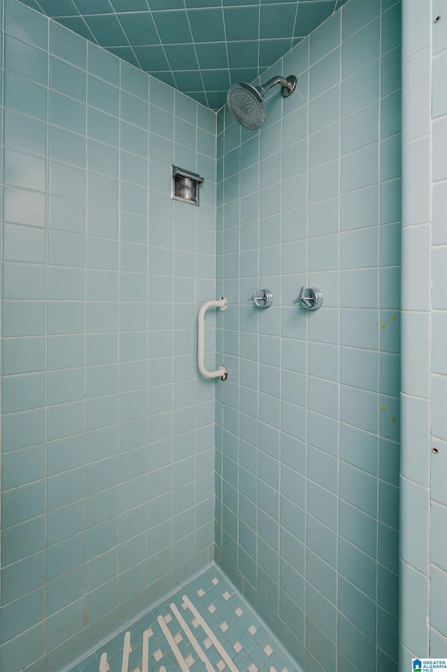 bathroom featuring a tile shower