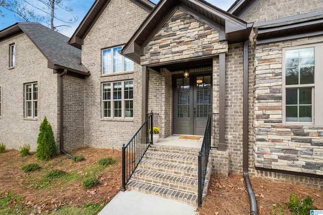 view of exterior entry with french doors