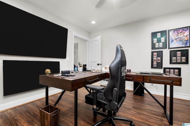 home office featuring wood-type flooring