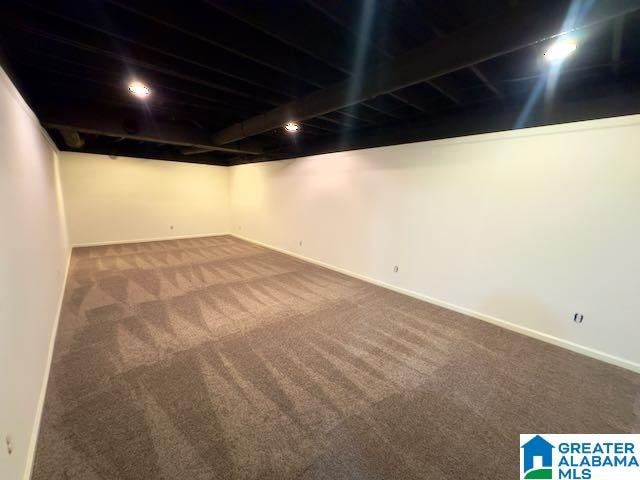 basement with carpet