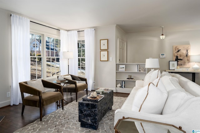 177 Ross Dr, Mountain Brook, AL 35213 - living area featuring wood finished floors and crown molding