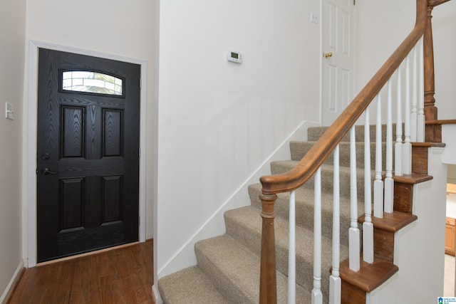 181 Cambrian Way Unit 181, Birmingham, AL 35242 - foyer with wood finished floors, stairway, and baseboards