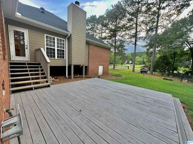 deck featuring a yard