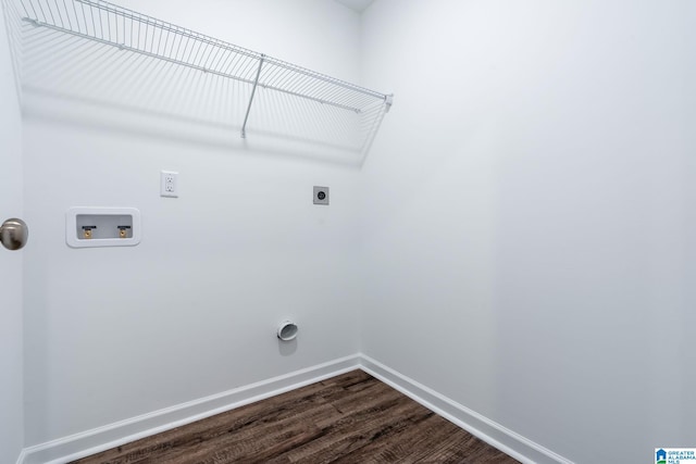 laundry area with hookup for an electric dryer, hardwood / wood-style floors, and hookup for a washing machine