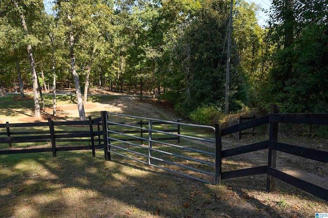 view of gate with a rural view