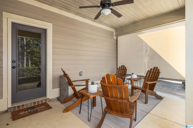 view of patio / terrace featuring ceiling fan