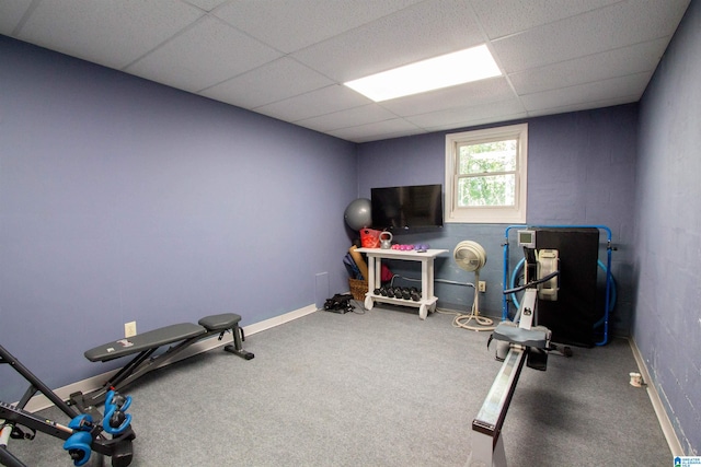 exercise area with a drop ceiling