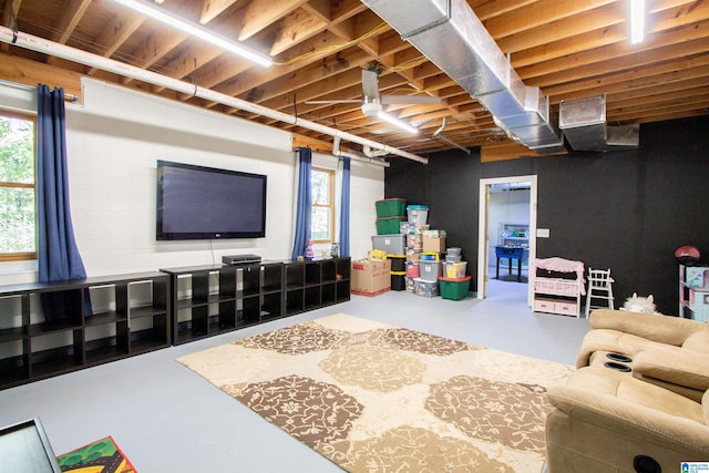 basement with plenty of natural light