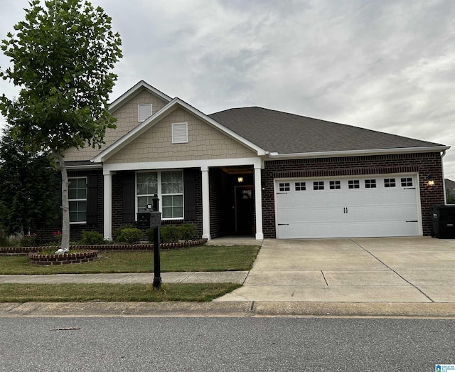 craftsman inspired home with a garage