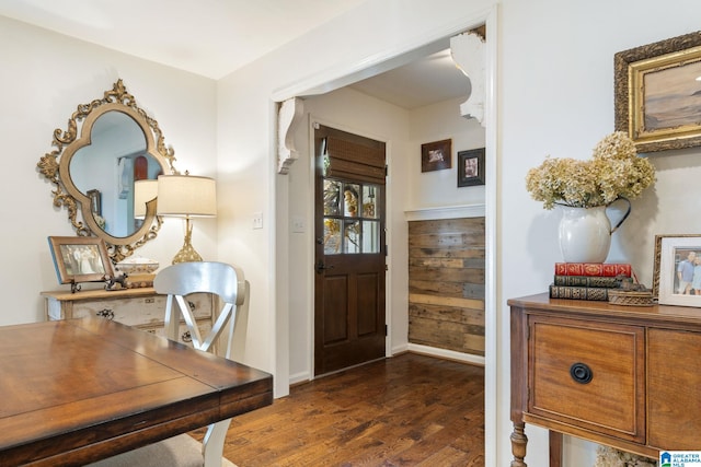 foyer featuring dark hardwood / wood-style flooring