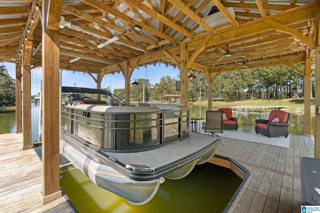 view of dock featuring a water view