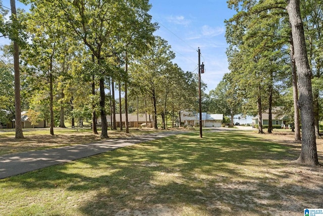 view of property's community featuring a lawn