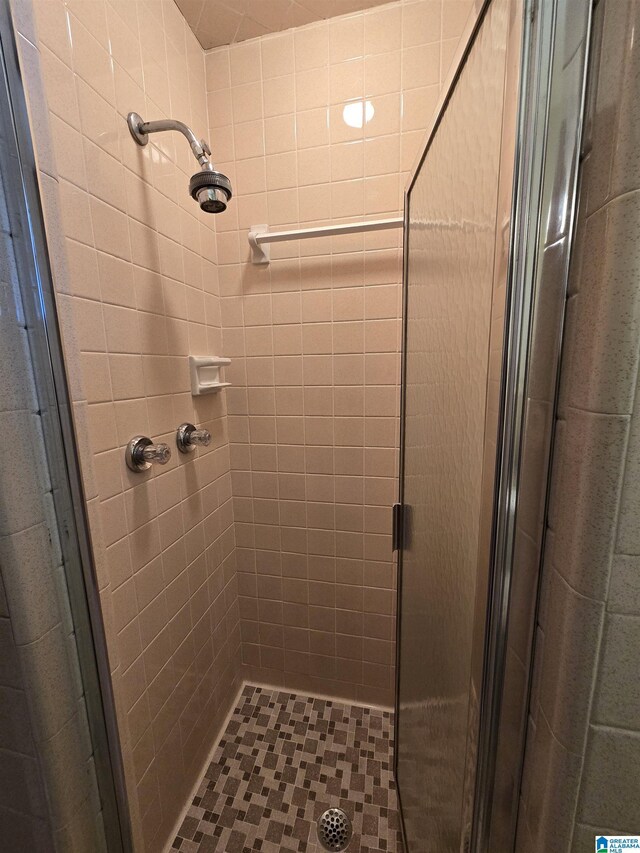 bathroom with a stall shower