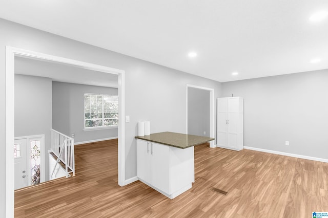 kitchen featuring light hardwood / wood-style flooring and kitchen peninsula