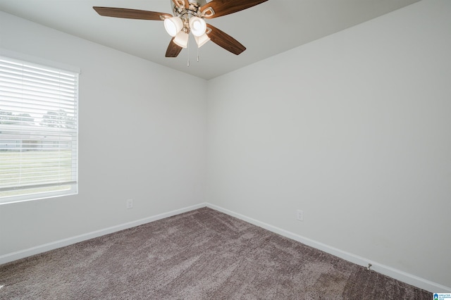 unfurnished room featuring carpet flooring and ceiling fan