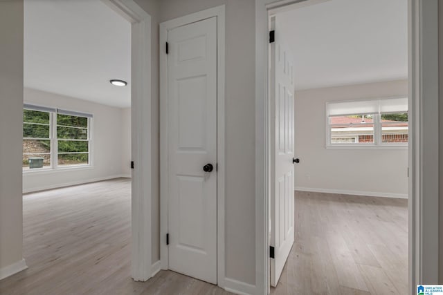 hall featuring light hardwood / wood-style flooring