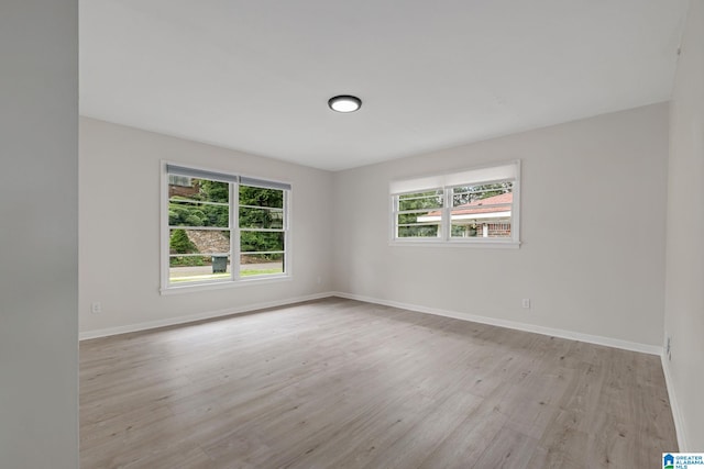 spare room featuring light hardwood / wood-style floors and a wealth of natural light